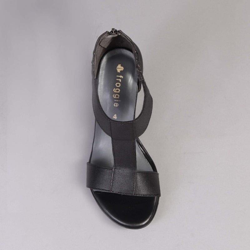 Factory Shop Shoes T-Bar High Heel Sandal in Black - 12552