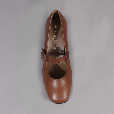 Mary Jane Block Heel Court in Chestnut- 12606