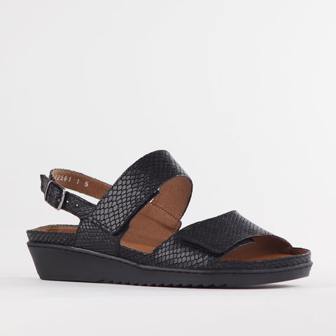 2-Strap Sandal with Removable Footbed in Black - 12655