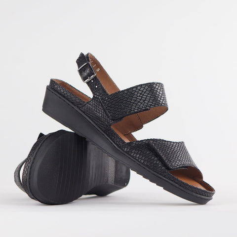 2-Strap Sandal with Removable Footbed in Black - 12655