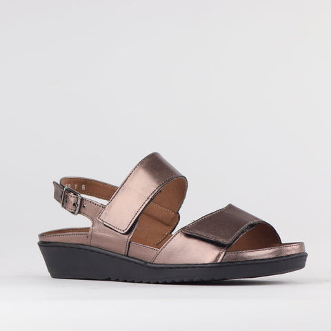 2-Strap Sandal with Removable Footbed in Lead Metallic - 12655