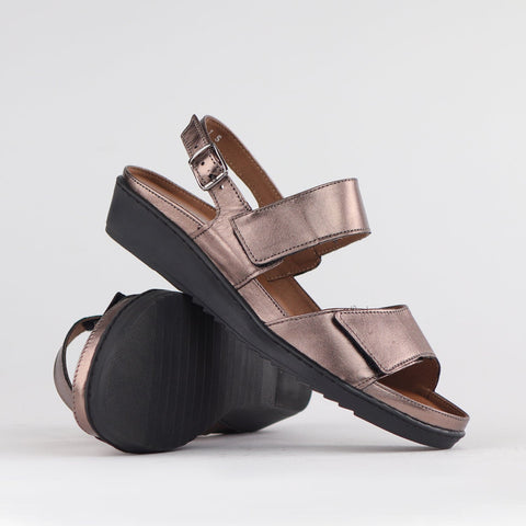 2-Strap Sandal with Removable Footbed in Lead Metallic - 12655