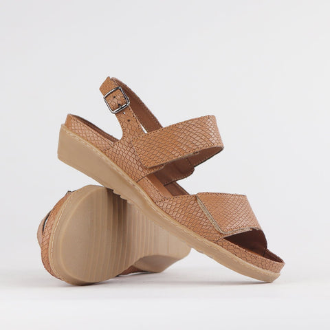 2-Strap Sandal with Removable Footbed in Tan - 12655