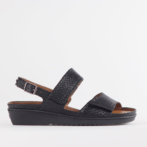 2-Strap Sandal with Removable Footbed in Black - 12655