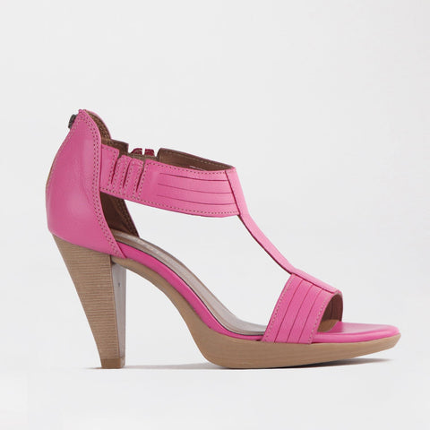 Close Back T-Bar High Heel Sandal in Hot Pink - 10729