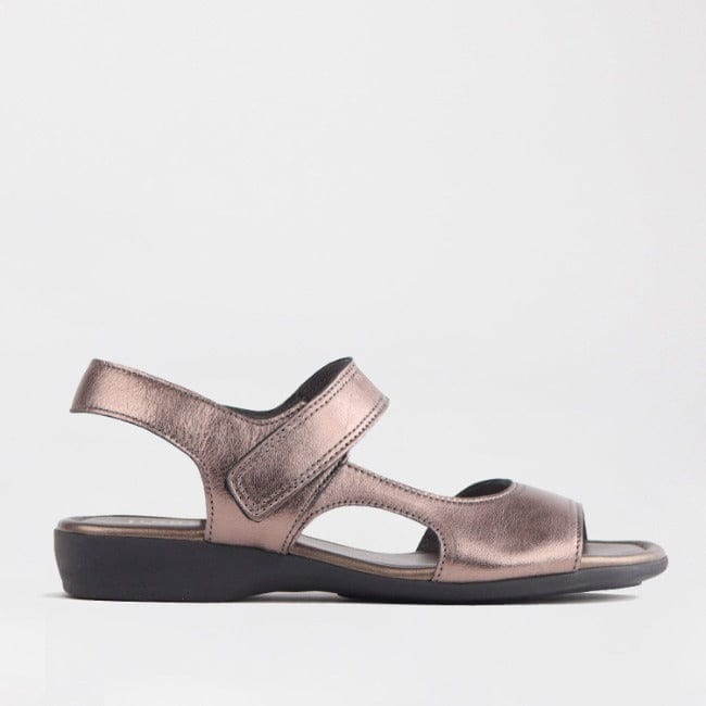 Froggie Shoes Shoes 3 / Lead Metallic / 12221 Wider Fit Slingback Flat Sandal in Lead -12221