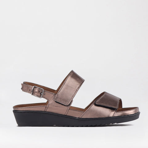 2-Strap Sandal with Removable Footbed in Lead Metallic - 12655