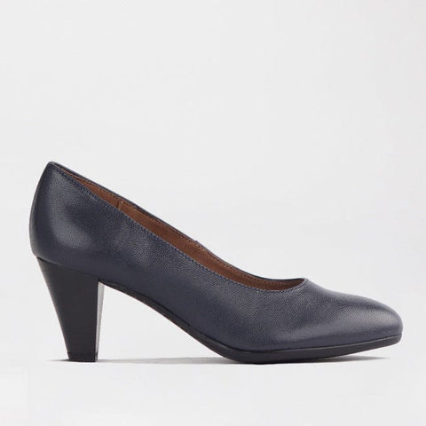 Mid Heel Court Shoe in  Navy - 12045