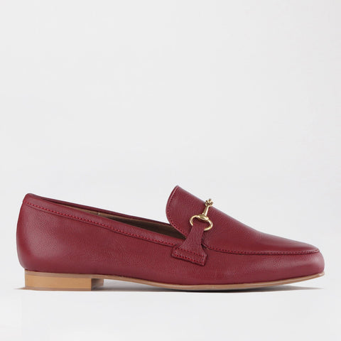 Loafer with Gold Trim in Red Multe - 12451