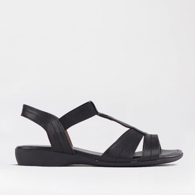 Froggie Shoes Shoes 4 / Black / 11016 Wider Fit Slingback Flat Sandal in Black - 11016