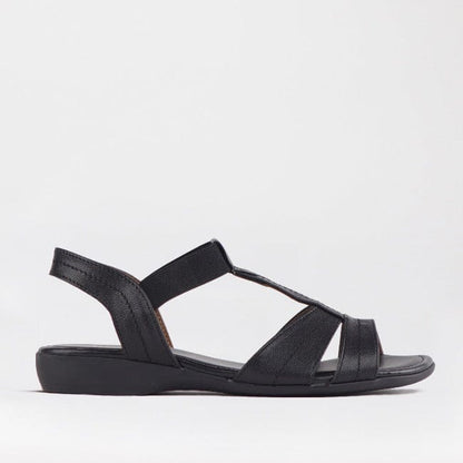 Froggie Shoes Shoes 4 / Black / 11016 Wider Fit Slingback Flat Sandal in Black - 11016