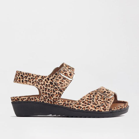 Double Band Sandal with Removable footbed in Cheetah Tan - 12411