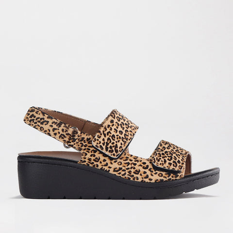 Double Band Wedge Slingback Sandal with Removable Footbed in Cheetah Print - 12533