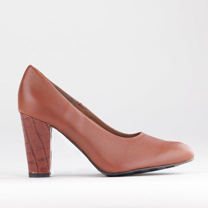 Froggie Shoes Shoes 4 / Chestnut Multi / 12625 Pointed Court Shoes with Block High Heel in Chestnut - 12625