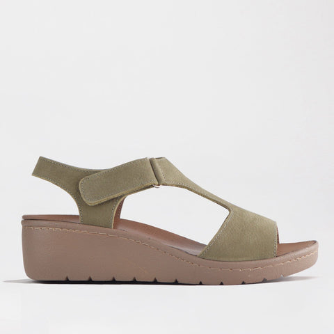 T-Bar Wedge Sandal with Removable Footbed Forest - 12666