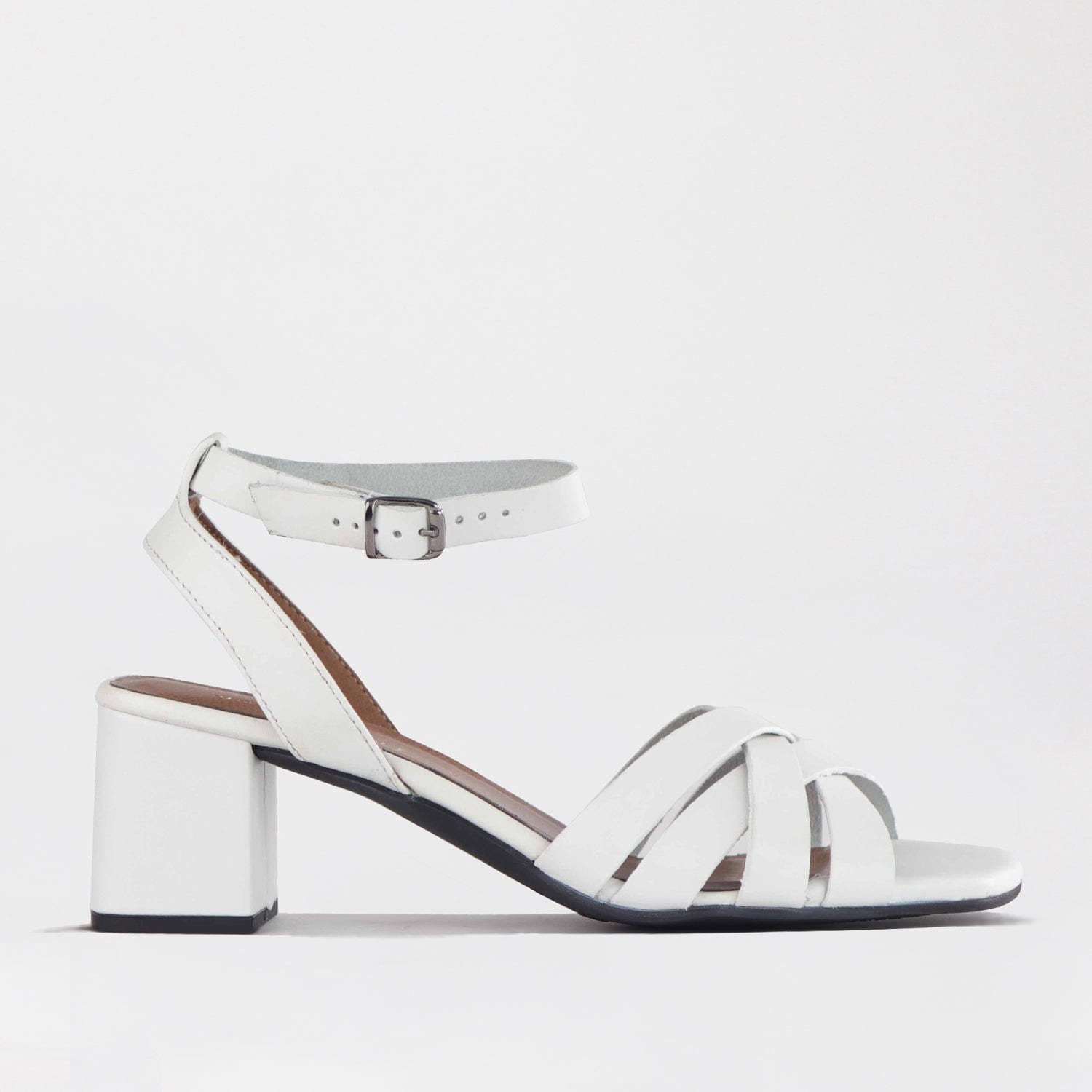 Froggie Shoes Shoes 4 / White / 12678 Block Heel strappy Sandal in White - 12678