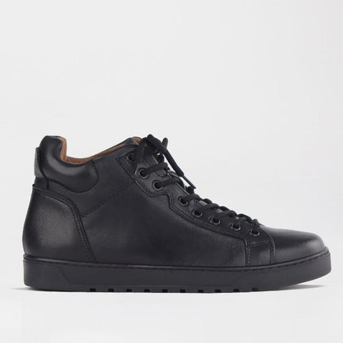 Men's High-top Sneaker with Removable Footbed in Black - 12744