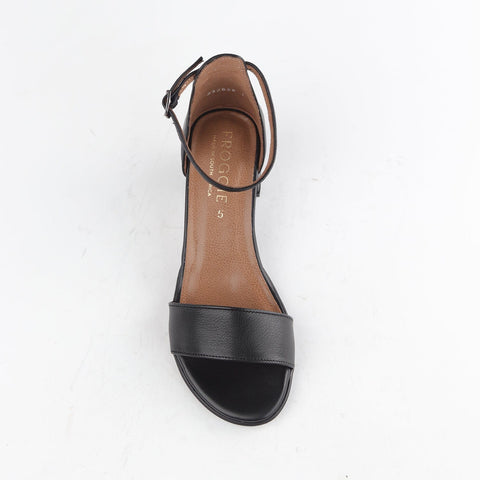 Ankle Strap Block Heel Sandal in Black - 11879