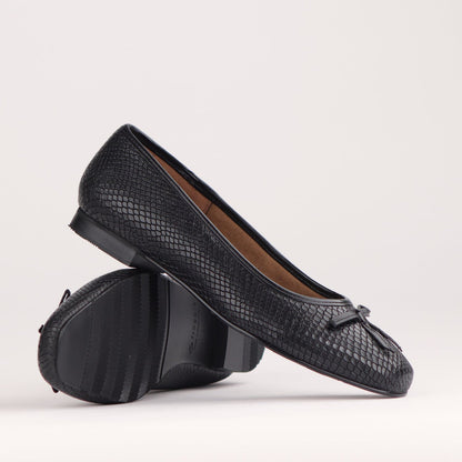 Froggie Shoes Shoes Ballerina Flat Pump with Bow in Black Multi - 12669