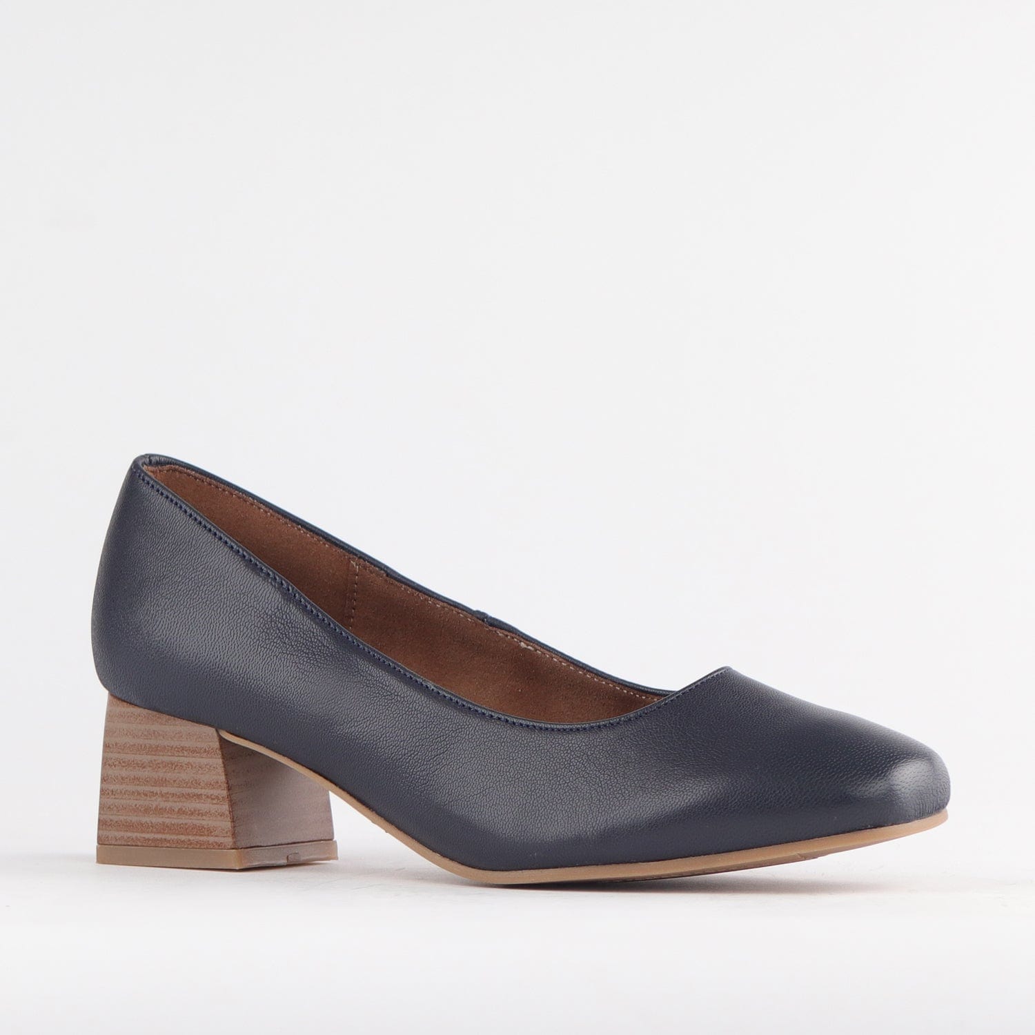 Block fashion heel navy shoes