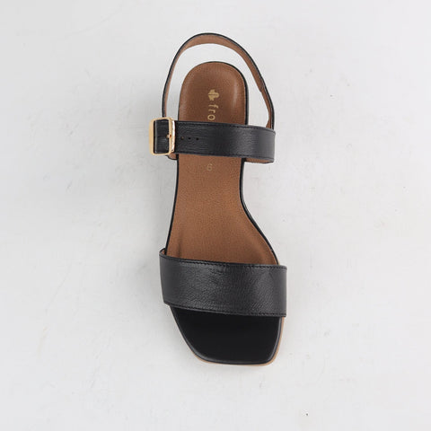 Block Heel Sandal in Black - 12408