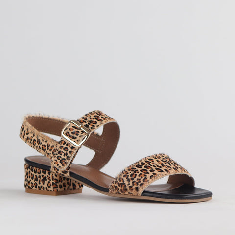 Block Heel Sandal in Cheetah Print - 12408