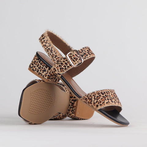 Block Heel Sandal in Cheetah Print - 12408