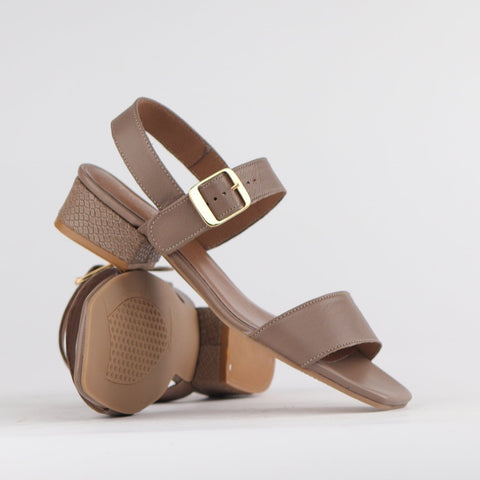 Block Heel Sandal in Hot Stone - 12408