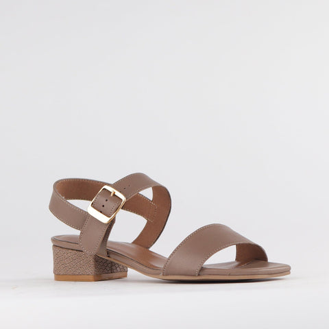 Block Heel Sandal in Hot Stone - 12408