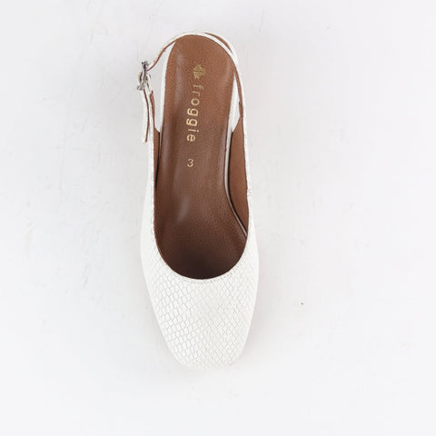 Block Heel Slingback in White - 12595