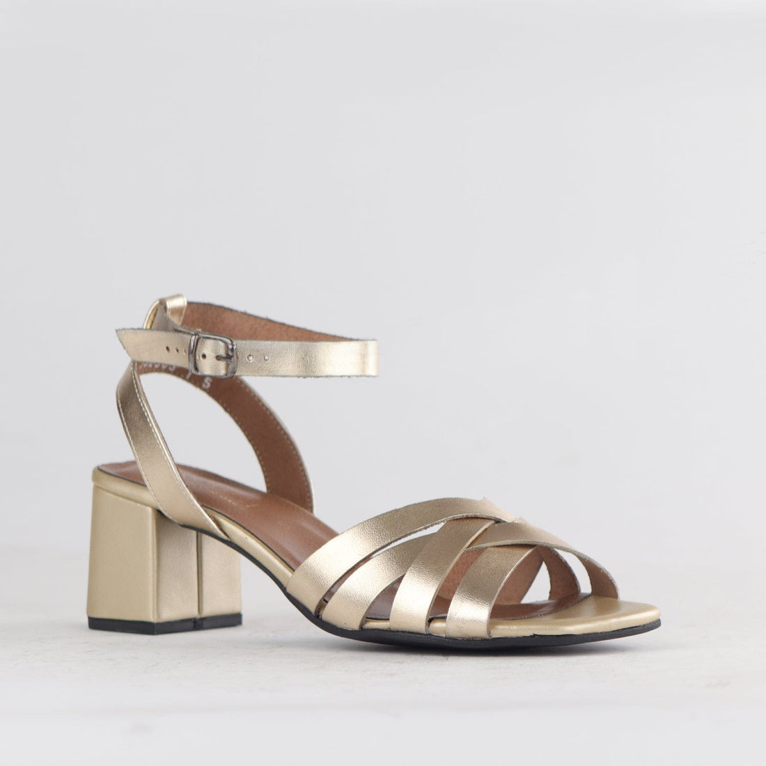 Froggie Shoes Shoes Block Heel strappy Sandal in Gold - 12678