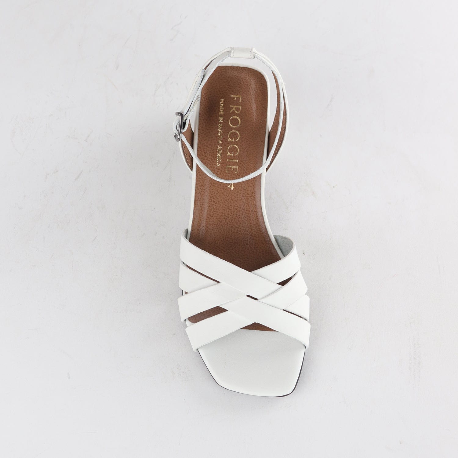 Froggie Shoes Shoes Block Heel strappy Sandal in White - 12678