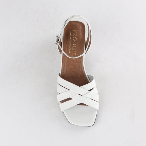 Block Heel strappy Sandal in White - 12678