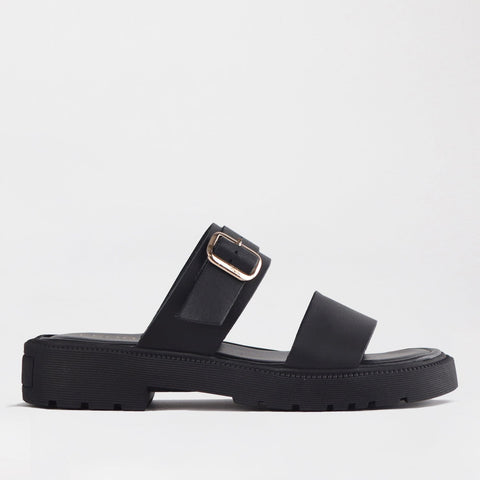 Double Band Buckle Strap in Black - 12695