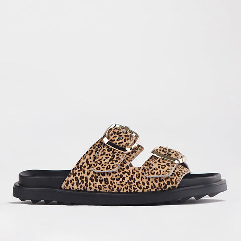 Double Buckle Slide in Cheetah Print - 12681