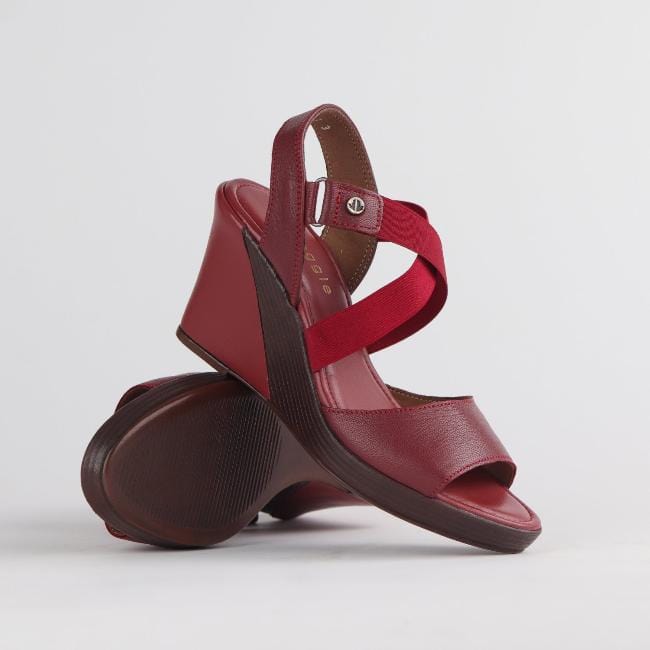 Froggie Shoes Shoes Crossover Wedge Sandal in Red - 12288