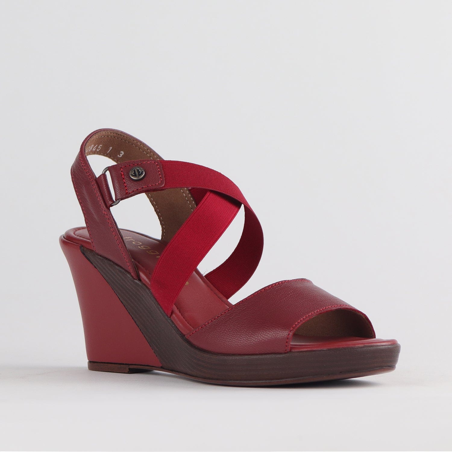 Froggie Shoes Shoes Crossover Wedge Sandal in Red - 12288