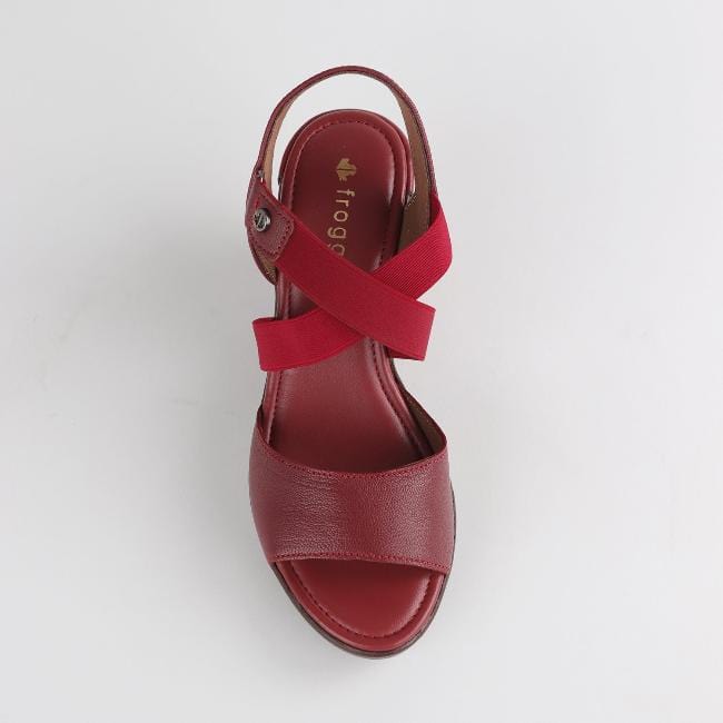 Froggie Shoes Shoes Crossover Wedge Sandal in Red - 12288