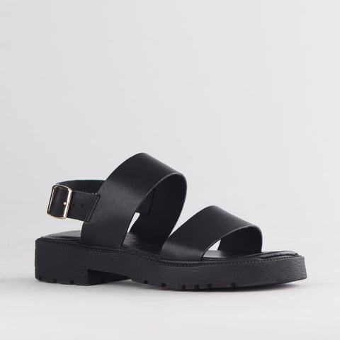 Double Band Buckle Strap in Black - 12711