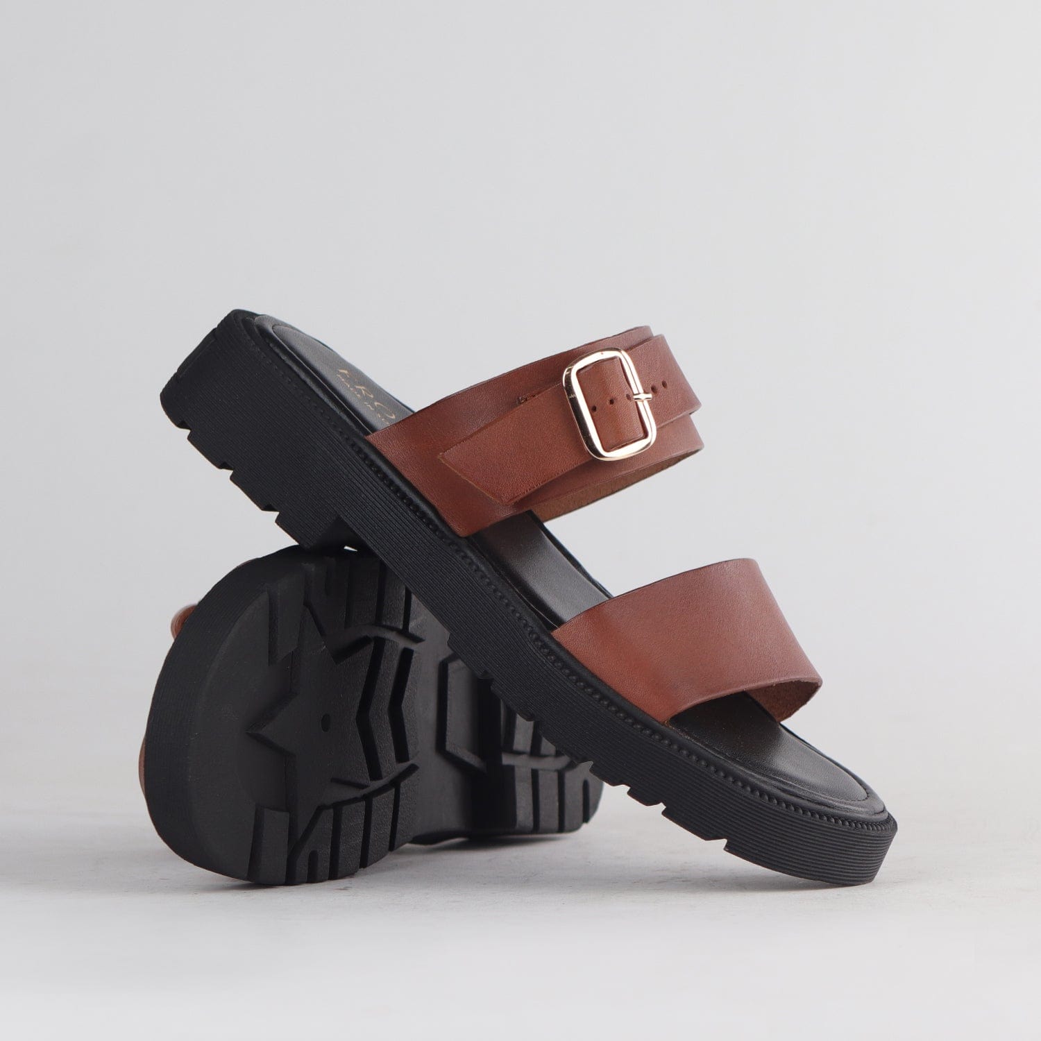 Froggie Shoes Shoes Double Band Buckle Strap in Chestnut - 12695