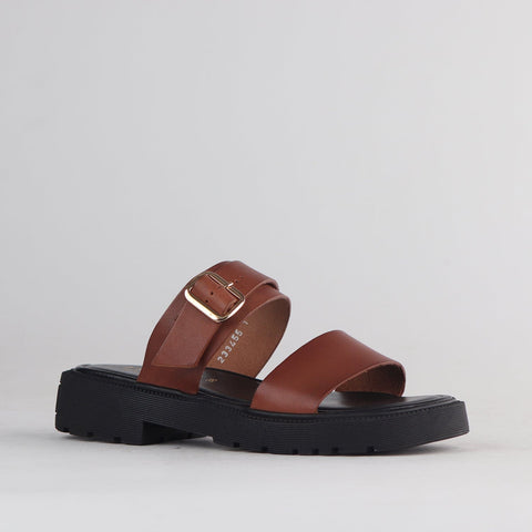 Double Band Buckle Strap in Chestnut - 12695