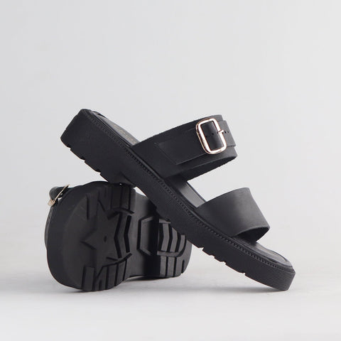 Double Band Buckle Strap in Black - 12695