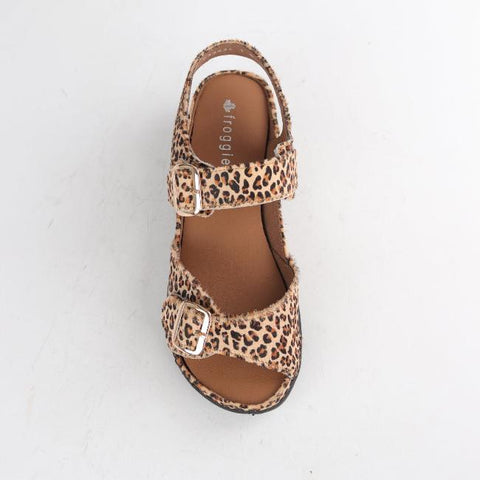 Double Band Sandal with Removable footbed in Cheetah Tan - 12411