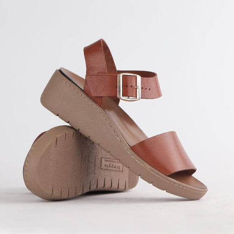 Double Band Wedge Slingback Sandal with Removable Footbed Chestnut - 12665