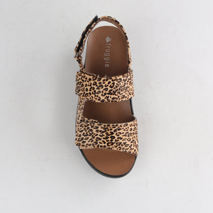 Froggie Shoes Shoes Double Band Wedge Slingback Sandal with Removable Footbed in Cheetah Print - 12533