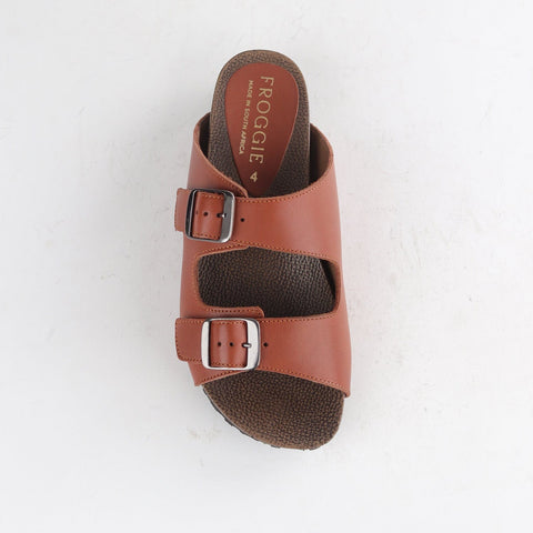 Double Buckle Birk Mules in Chestnut - 12822