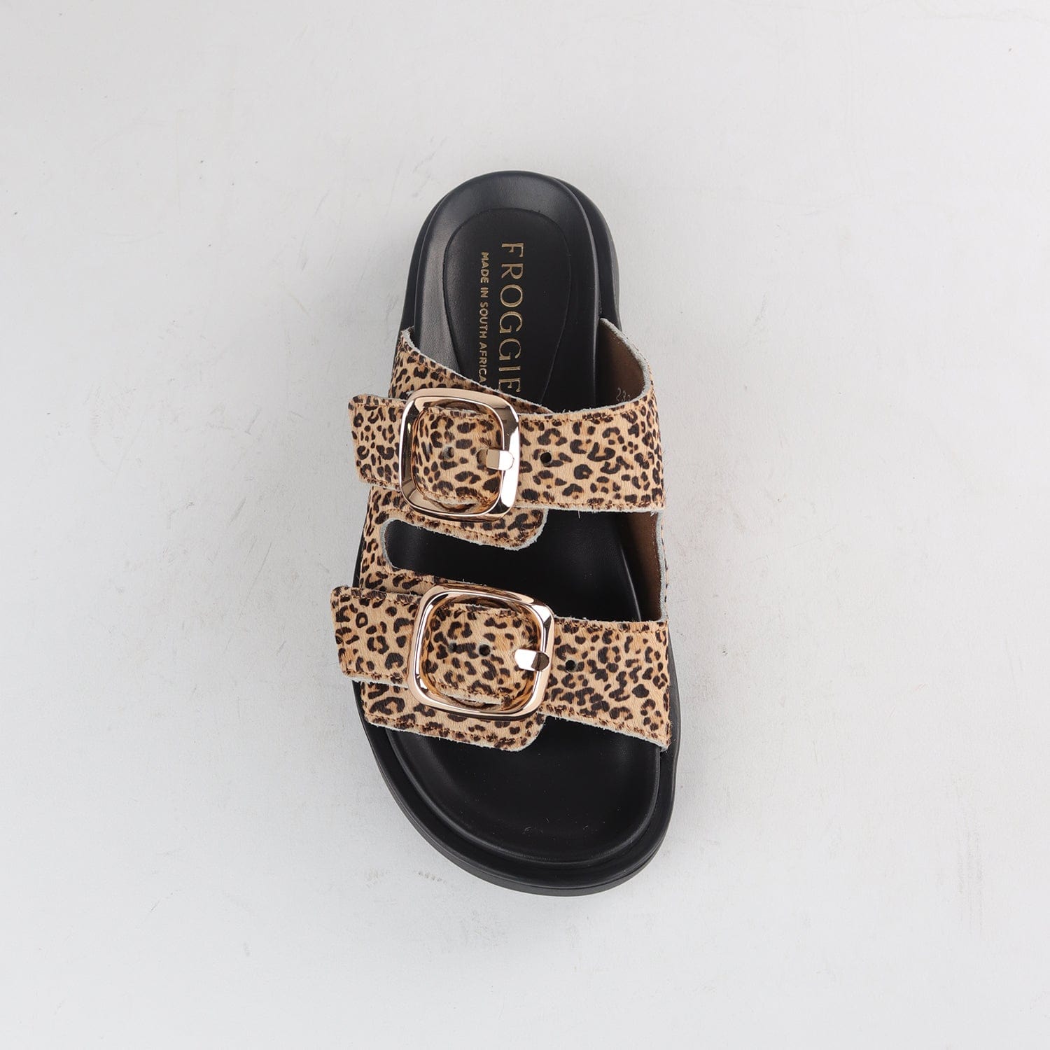 Froggie Shoes Shoes Double Buckle Mules in Cheetah Tan - 12681