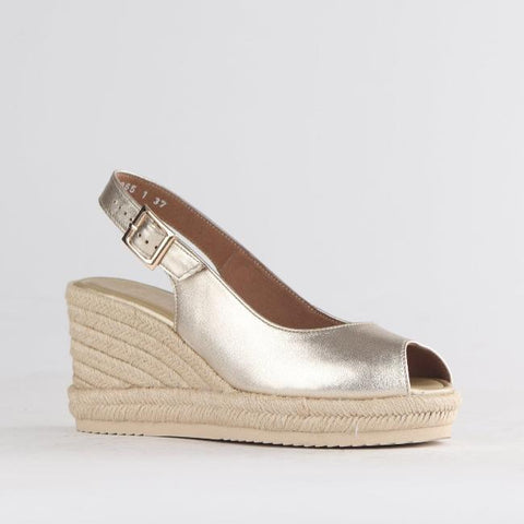 Espadrille Slingback Wedge Sandal in Gold - 12684