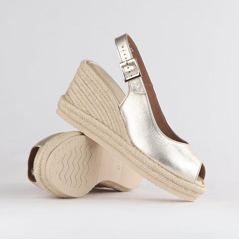 Espadrille Slingback Wedge Sandal in Gold - 12684