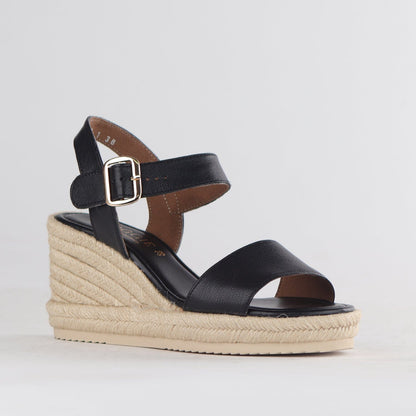 Froggie Shoes Shoes Espadrille Wedge Sandal in Black - 12683